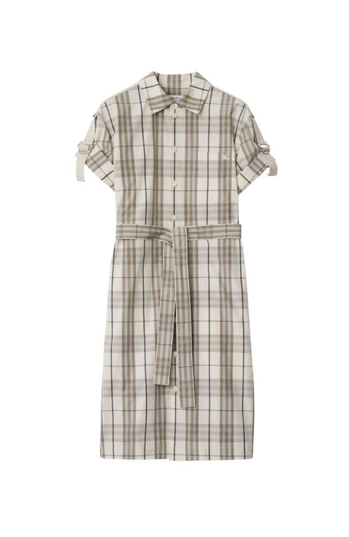 Burberry Check Buckle Short-sleeve Shirtdress In Cotton