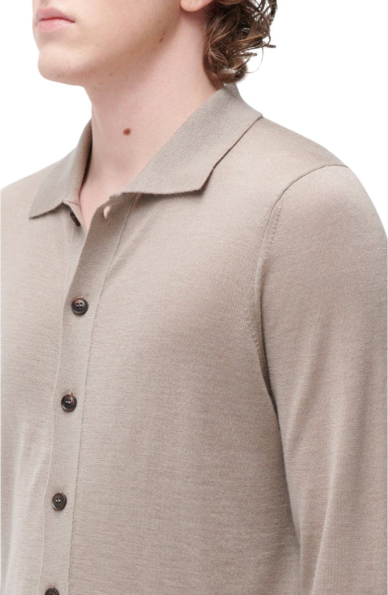 GOBI Mongolian Cashmere Cashmere Silk Polo-Neck Cardigan, Alternate, color, Timber Wolf