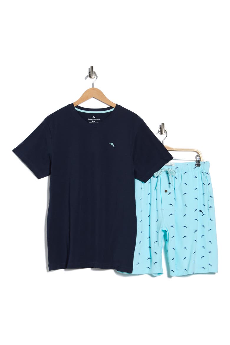 Jam Short Cotton Blend Pajamas, Alternate, color, AQUA/ PRINT