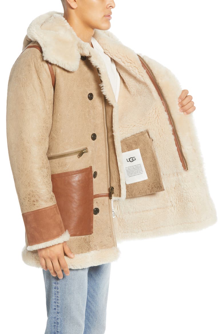 Yates Genuine Shearling Hooded Parka, Alternate, color, SAND