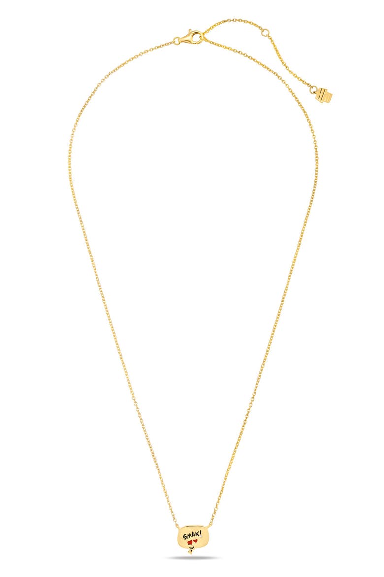 x Peanuts® SMAK! Thought Balloon Pendant Necklace, Alternate, color, 18KT YELLOW GOLD / CLEAR STONE