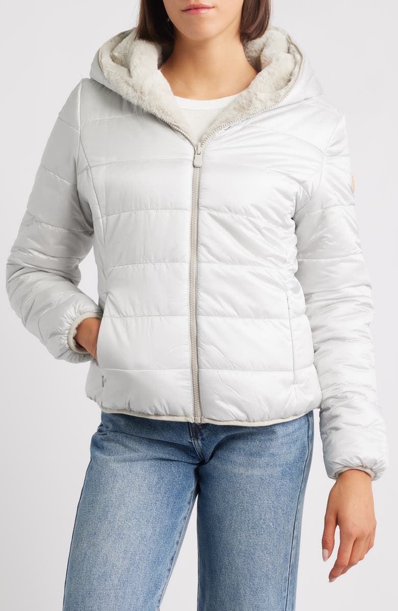 Save The Duck Laila Faux Fur Reversible Water Repellent Puffer Jacket, Alternate, color, Fog Grey