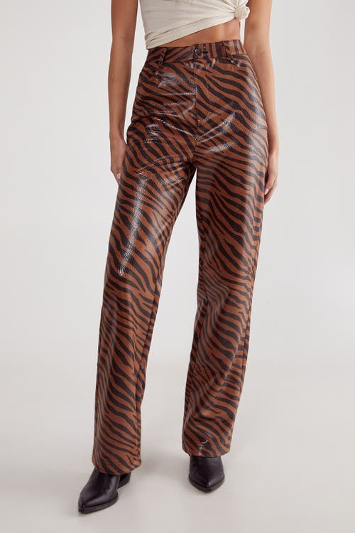 NASTY GAL Zebra Straight Leg Pant in Neutral at Nordstrom, Size 4