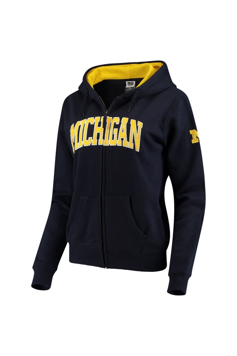 Women's Stadium Athletic Navy Michigan Wolverines Arched Name Full-Zip Hoodie, Alternate, color, Navy