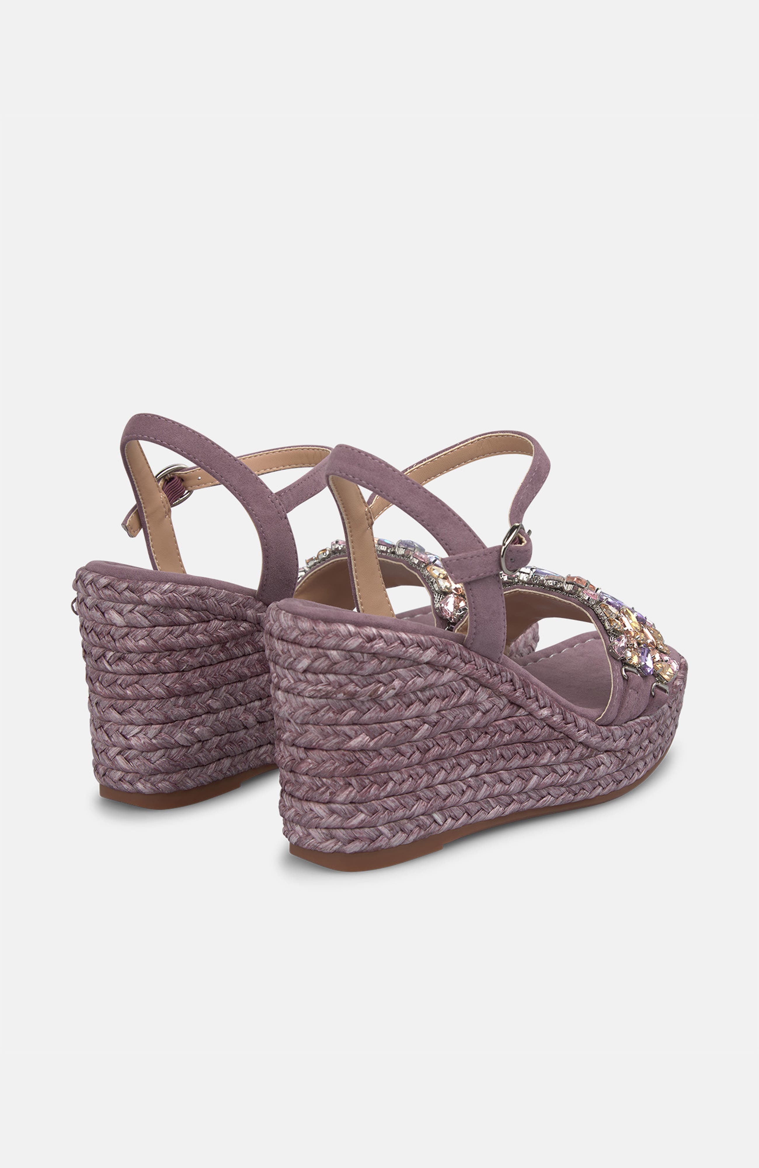 Esparto Stone Platform Sandal With Floral Rhinestones, Alternate, color, Lavender