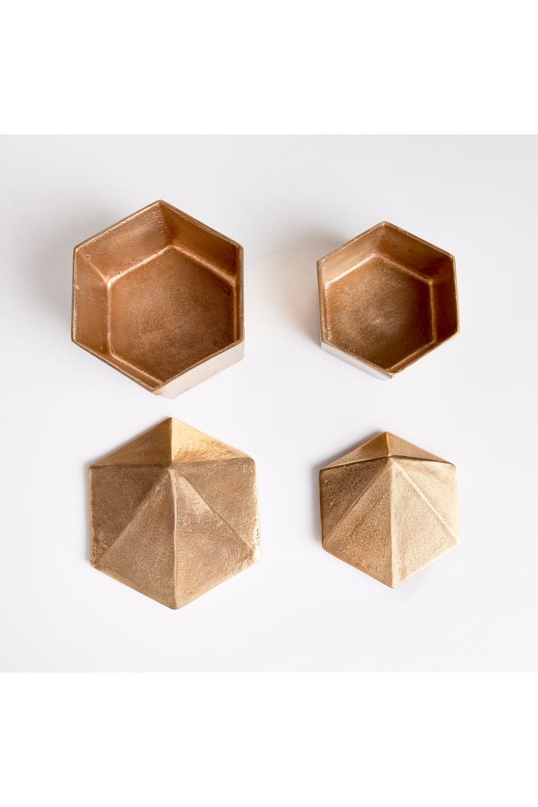 Luca Lidded Boxes Set of 2, Alternate, color, Gold