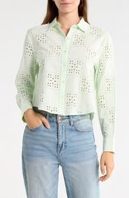 Joie Embroidered Eyelet Button-Up Shirt