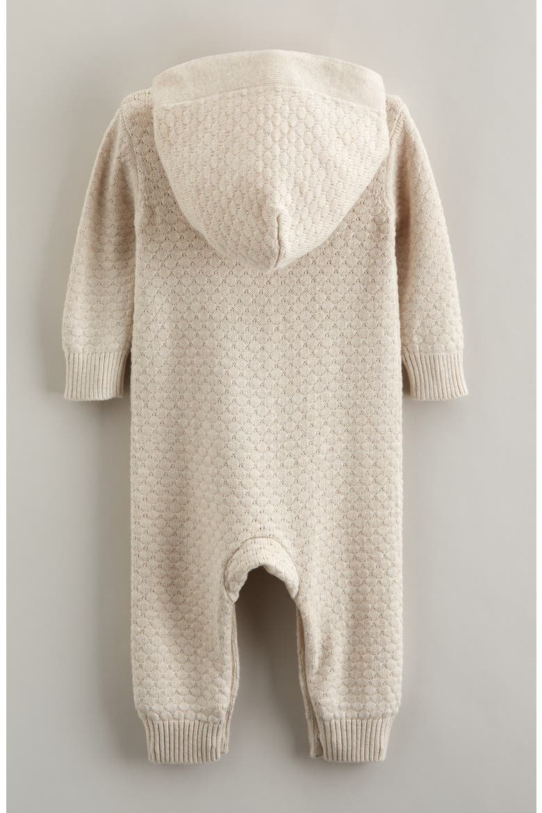 Hooded Pointelle Sweater Romper, Alternate, color, BEIGE OATMEAL HEATHER