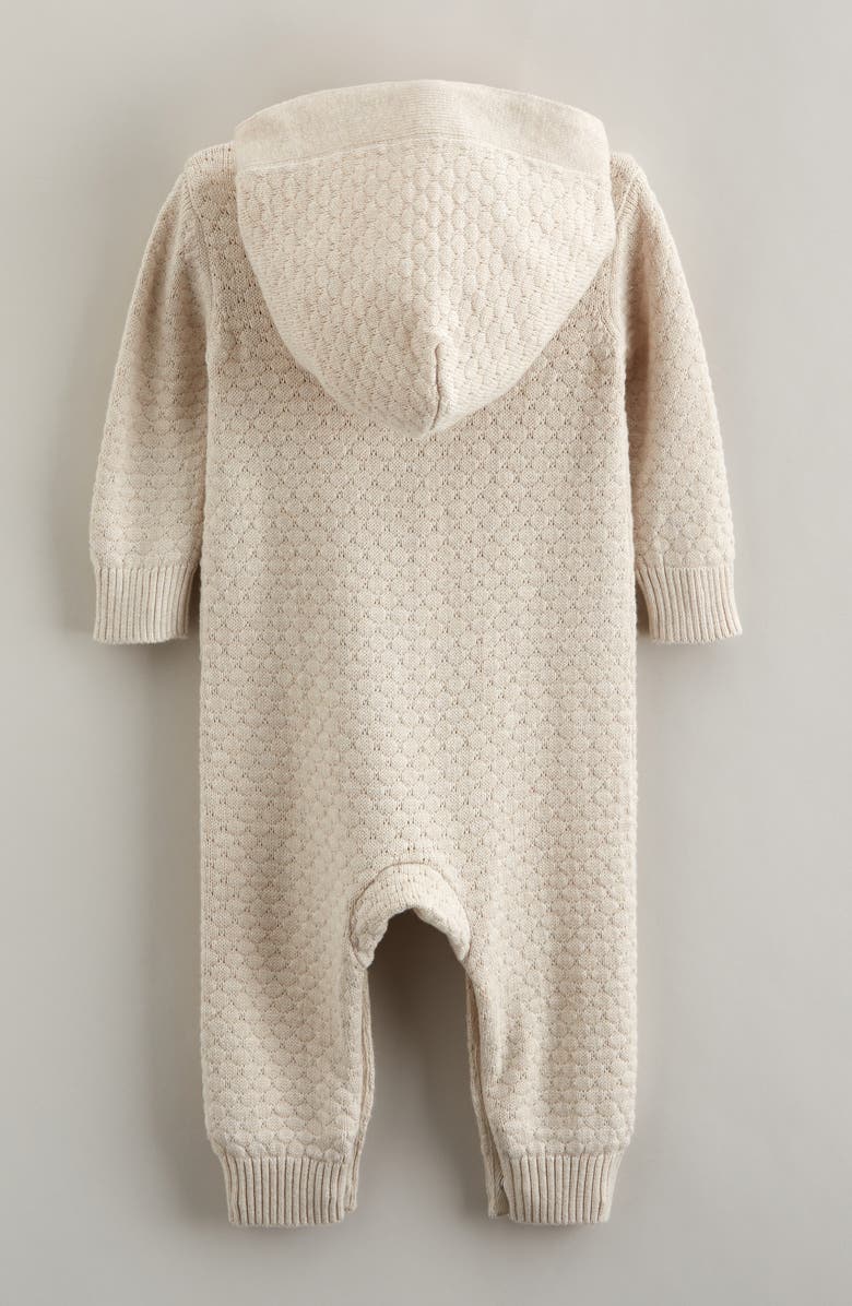 Nordstrom Hooded Pointelle Sweater Romper, Alternate, color, Beige Oatmeal Heather