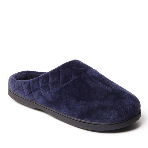 Dearfoams Darcy Quilted Cuff Velour Clog Slipper In Peacoat