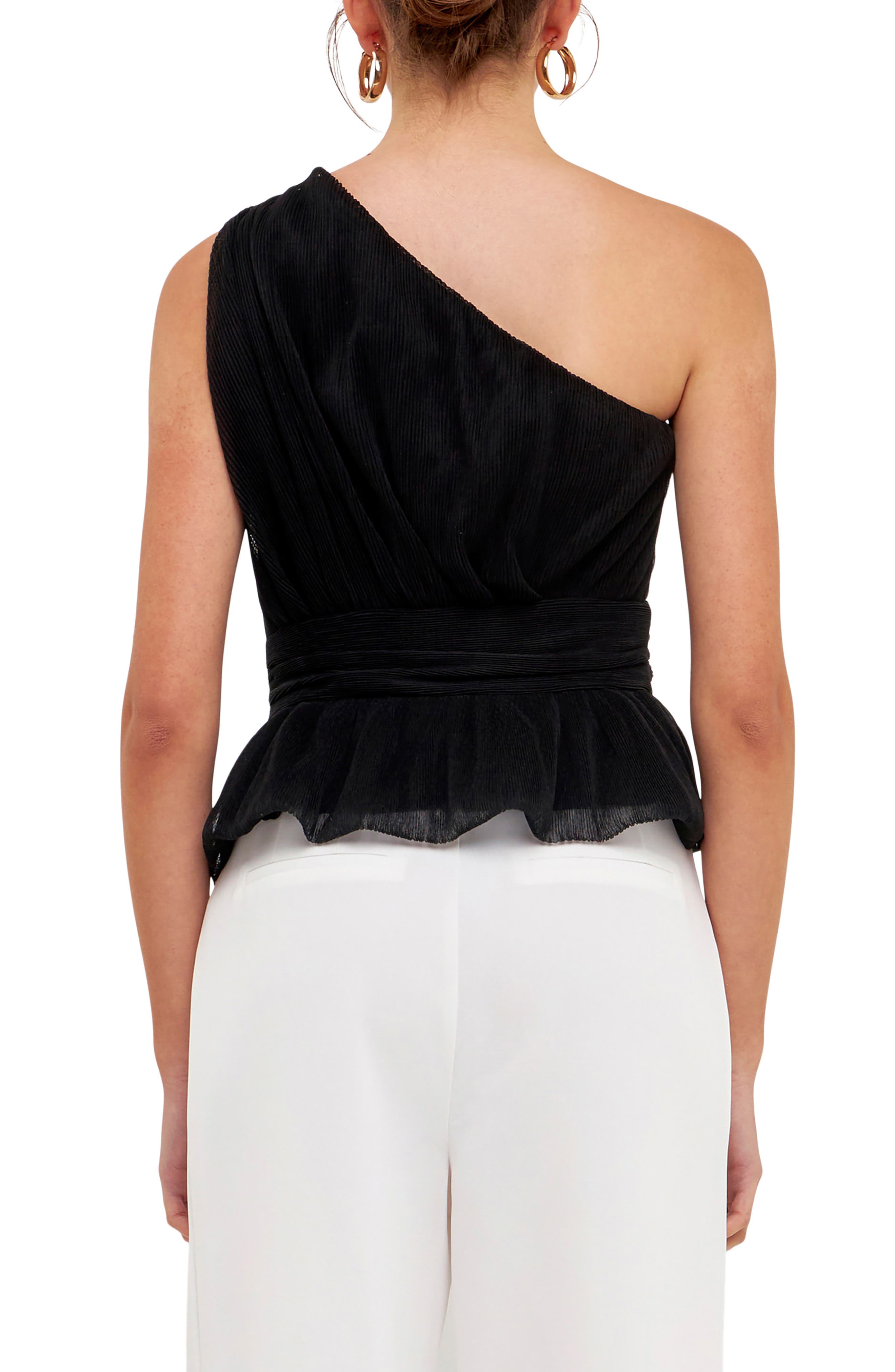 One-Shoulder Textured Tulle Top - image 2