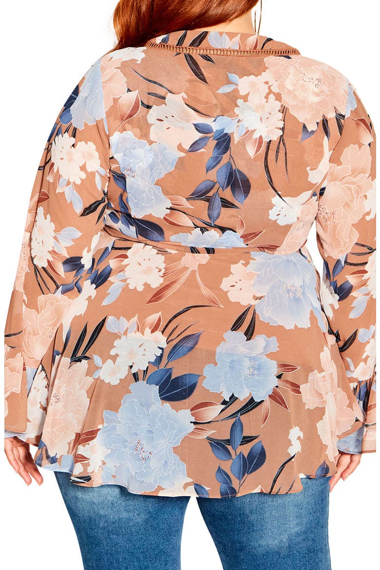 Caroline Floral V-Neck Tunic Top, Alternate, color, FUDGE TENDER FL