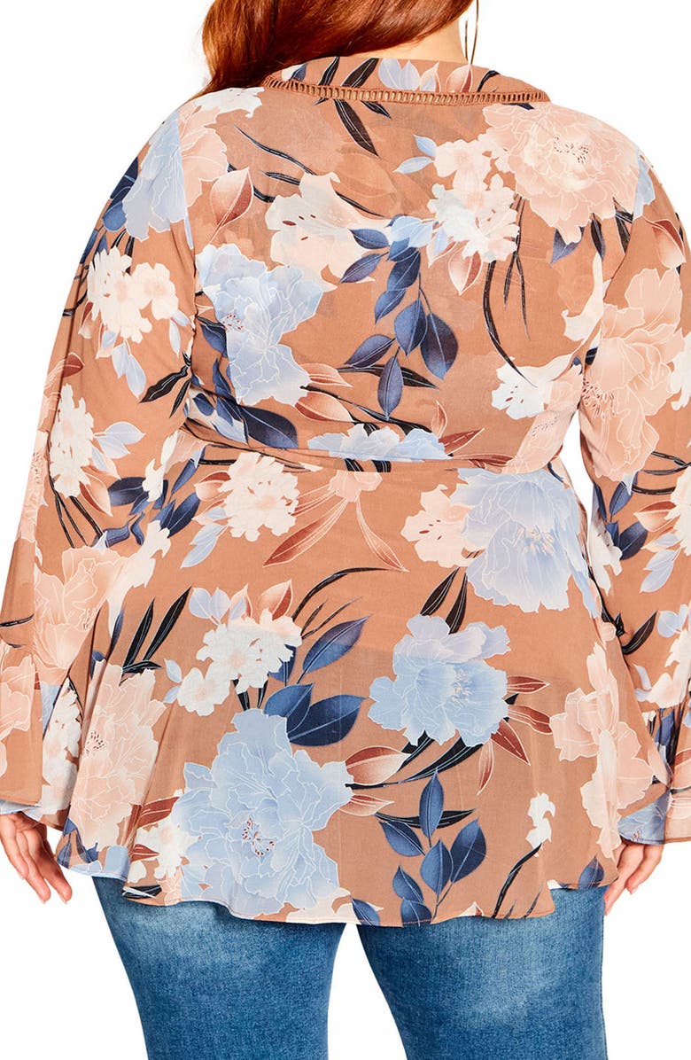 City Chic Caroline Floral V-Neck Tunic Top, Alternate, color,