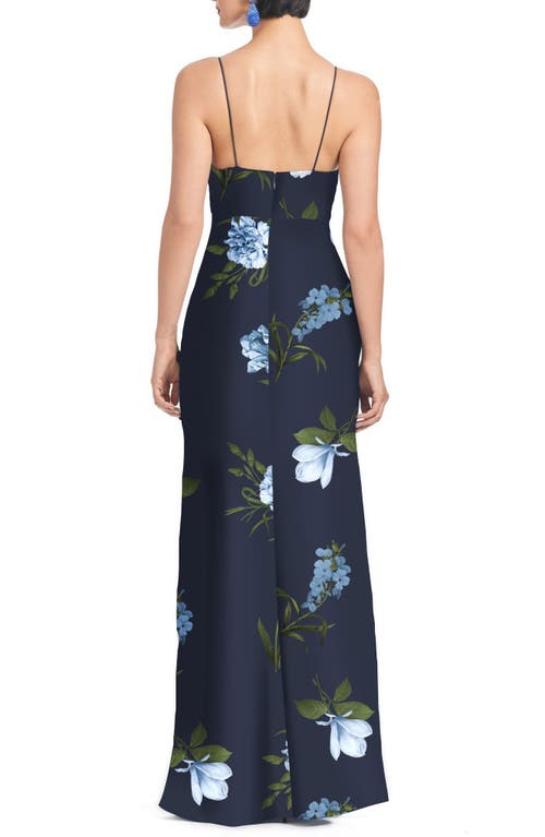 Sachin & Babi Alta Floral A-line Gown In Night Sky Blue Oculata