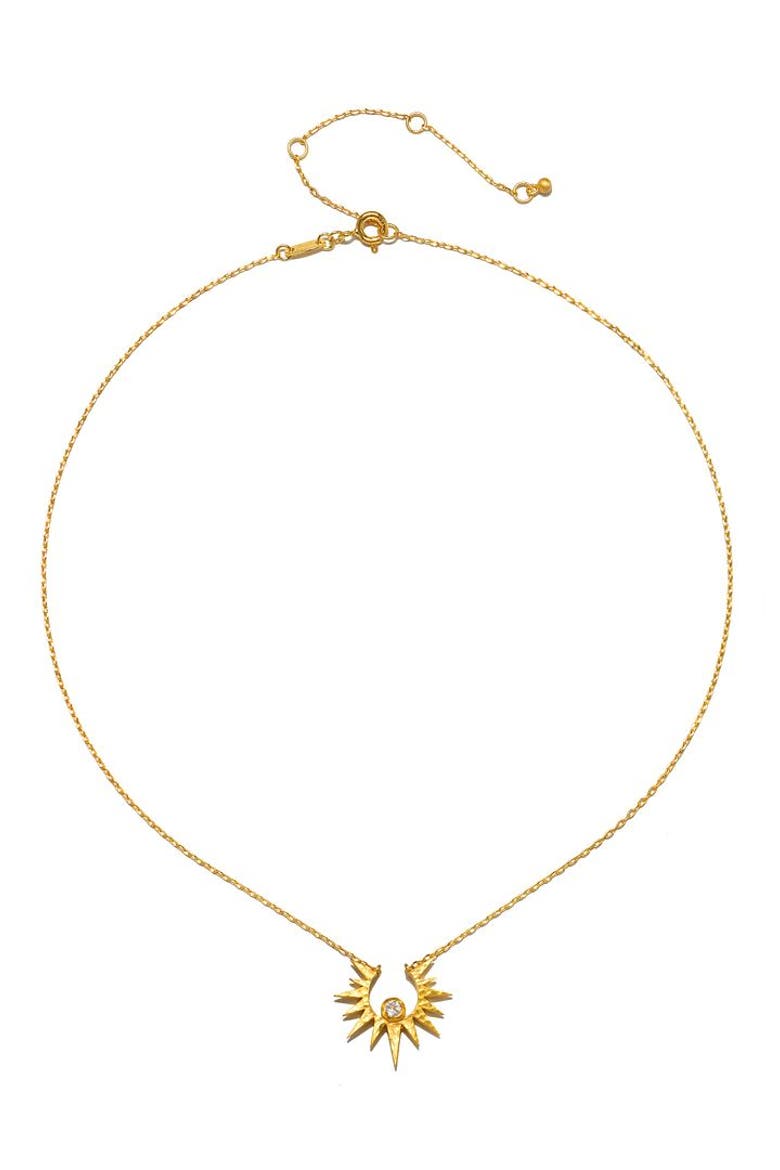 Unveiling Dreams White Topaz Starburst Necklace, Alternate, color, Gold