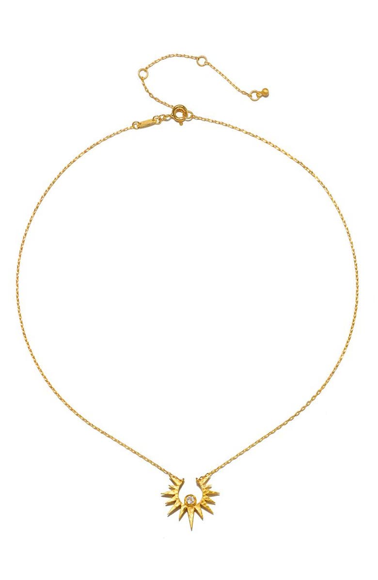 Satya Jewelry Unveiling Dreams White Topaz Starburst Necklace, Alternate, color, Gold