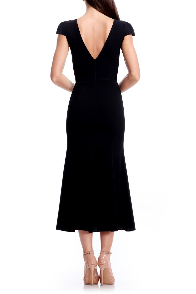 Sheryl Floral Appliqué Midi Cocktail Dress, Alternate, color, BLACK MULTI