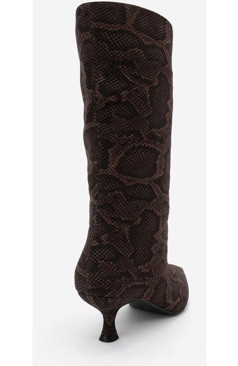 Prologue Shoes Crow Embossed Pointed Toe Boot, Alternate, color, Brown Pattern Faux Leather