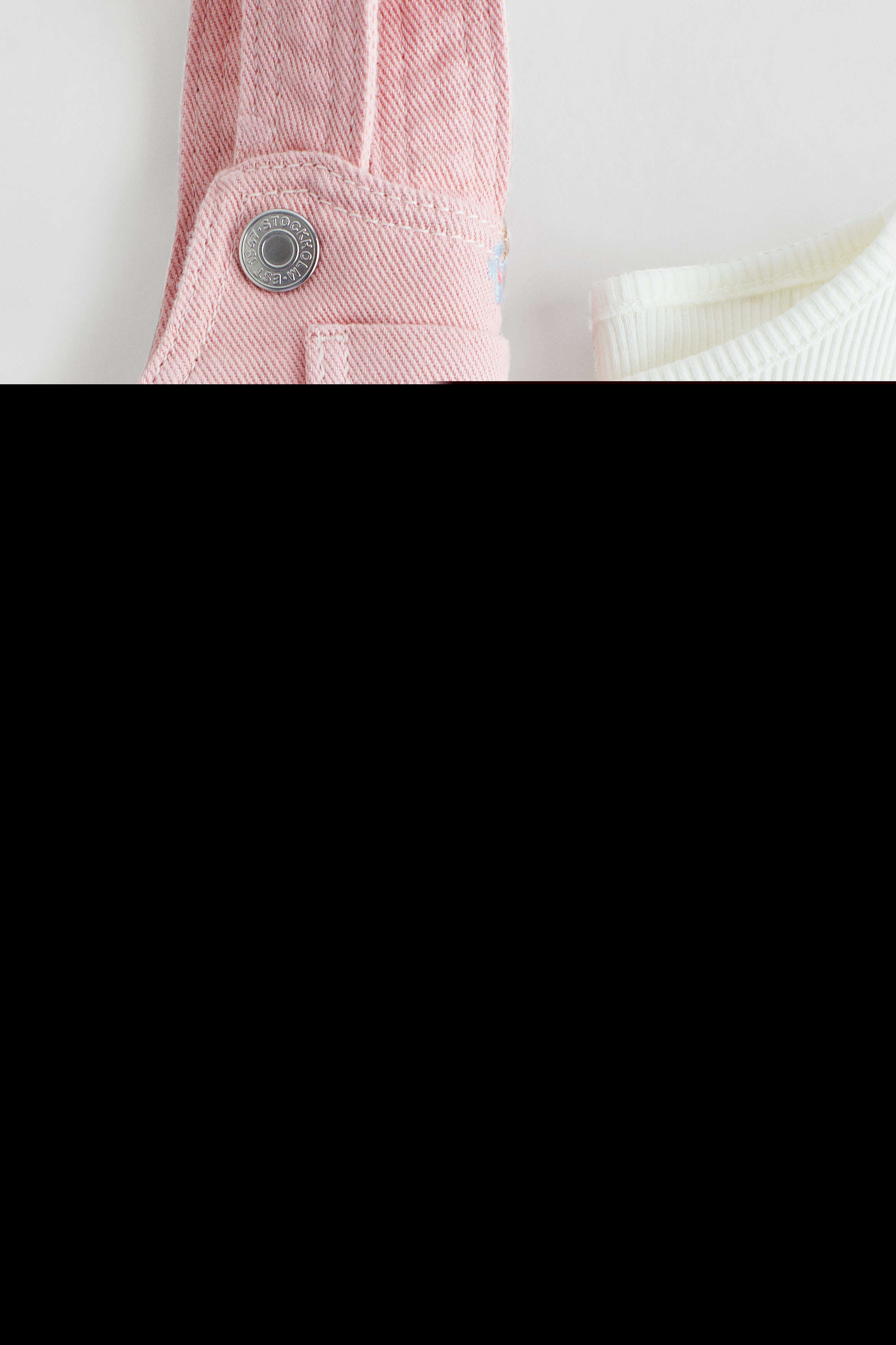 2-piece Dungaree Dress And Top Set, Alternate, color, Light pink/flowers