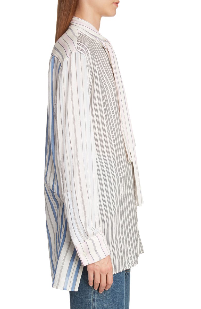 JW Anderson Pajama Stripe Tie Neck Blouse, Alternate, color, 