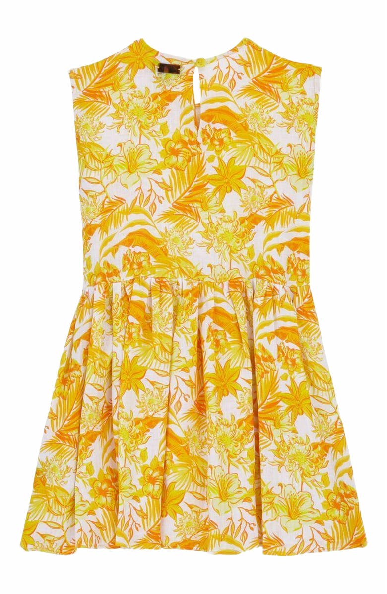 Vilebrequin Kids' Tahiti Flowers Linen Dress, Alternate, color, 
