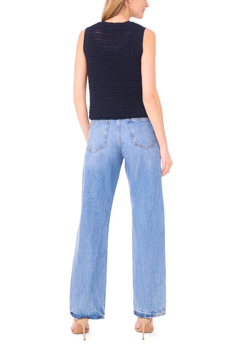 Open Stitch Cotton Blend Sweater Tank, Alternate, color, CLASSIC NAVY