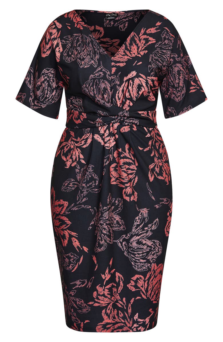 City Chic Etched Bloom Dress, Alternate, color, 