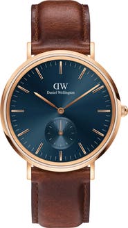 Daniel Wellington Classic Multi Eye Leather Strap Watch, 40mm