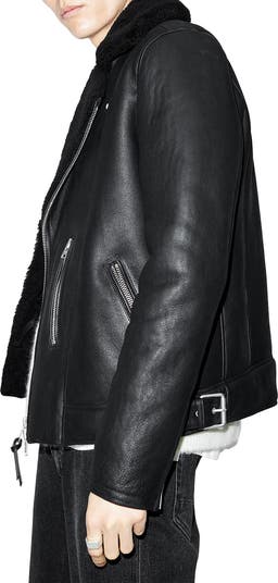 AllSaints Xena Shearling Lined Leather Biker Jacket | Nordstrom AllSaints Xena Shearling Lined Leather Biker Jacket | Nordstrom
