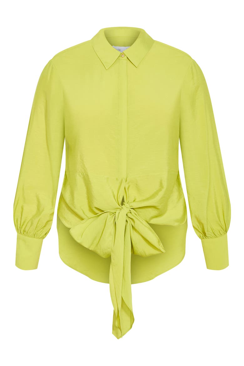 Rosa Tie Hem Button-Up Shirt, Alternate, color, CHARTREUSE