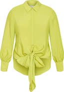 City Chic Rosa Tie Hem Button-Up Shirt