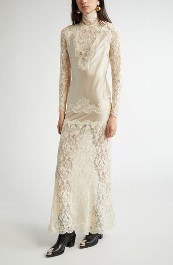 Long Sleeve Lace & Jersey Dress
