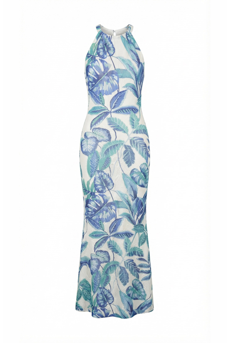 Tropical Print Halter Neck Maxi Dress, Alternate, color, Tropical Print