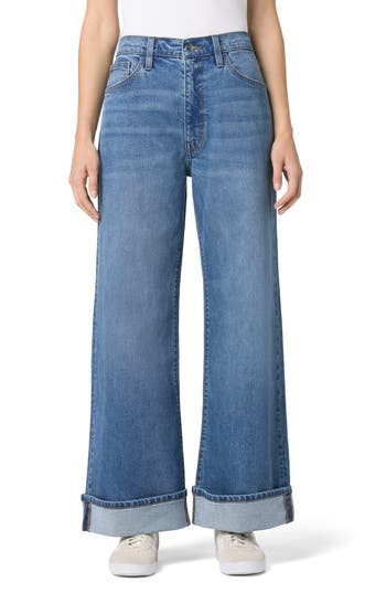 Hudson Jeans Jolene Wide Leg Cuff Jeans In Blue