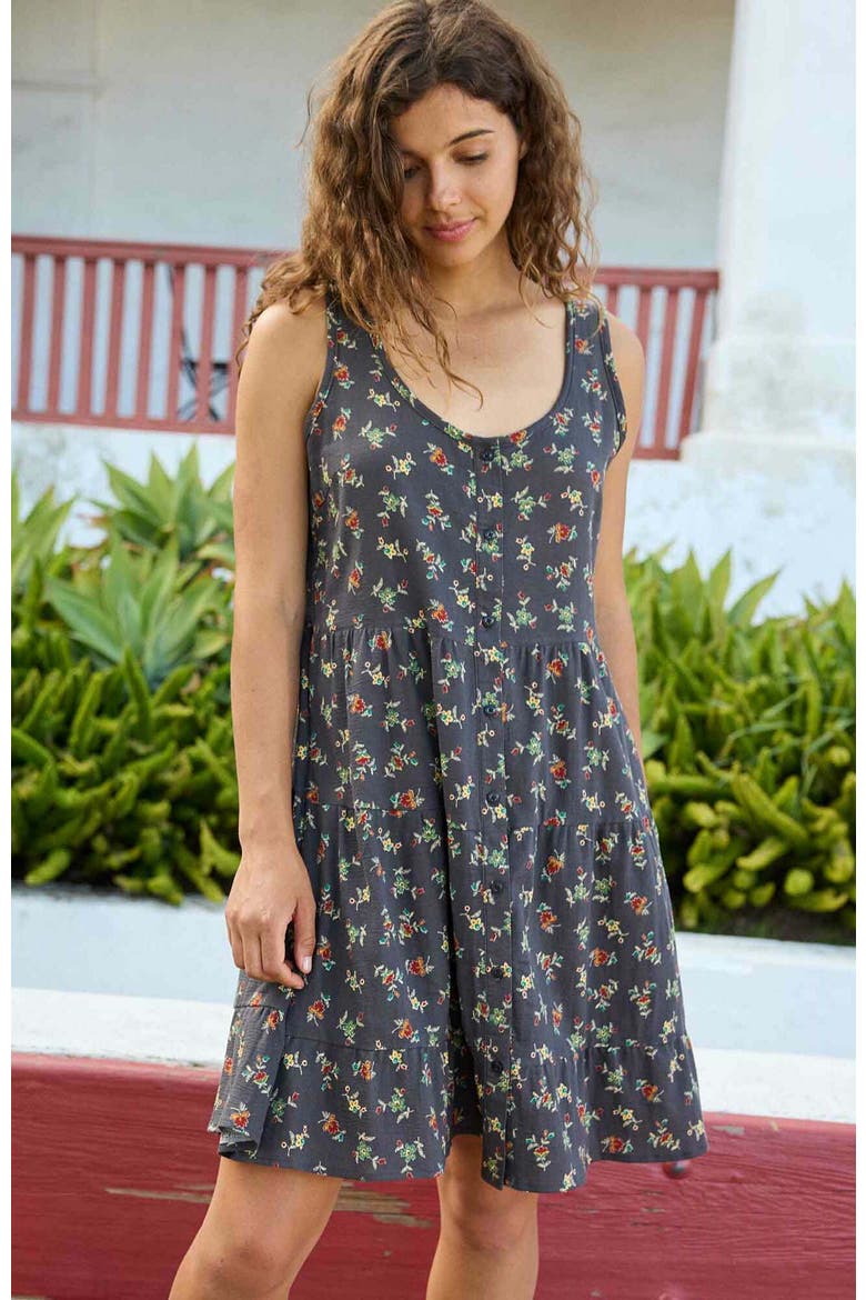 Manzana Tiered Sleeveless Dress, Alternate, color, Black Graphic Print