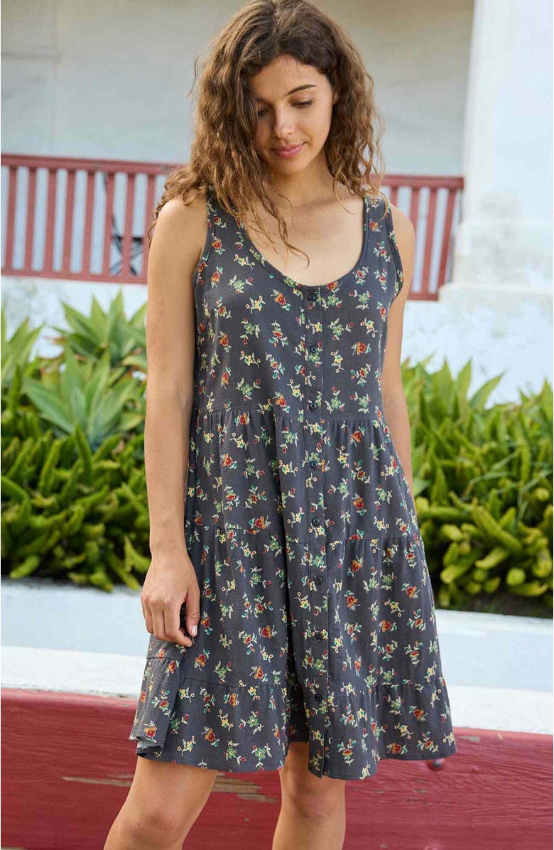 Toad & Co Manzana Tiered Sleeveless Dress, Alternate, color, Black Graphic Print