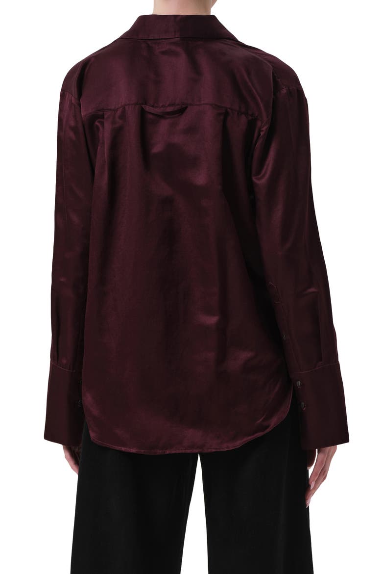 Camilia Satin Shirt, Alternate, color, BURGUNDY