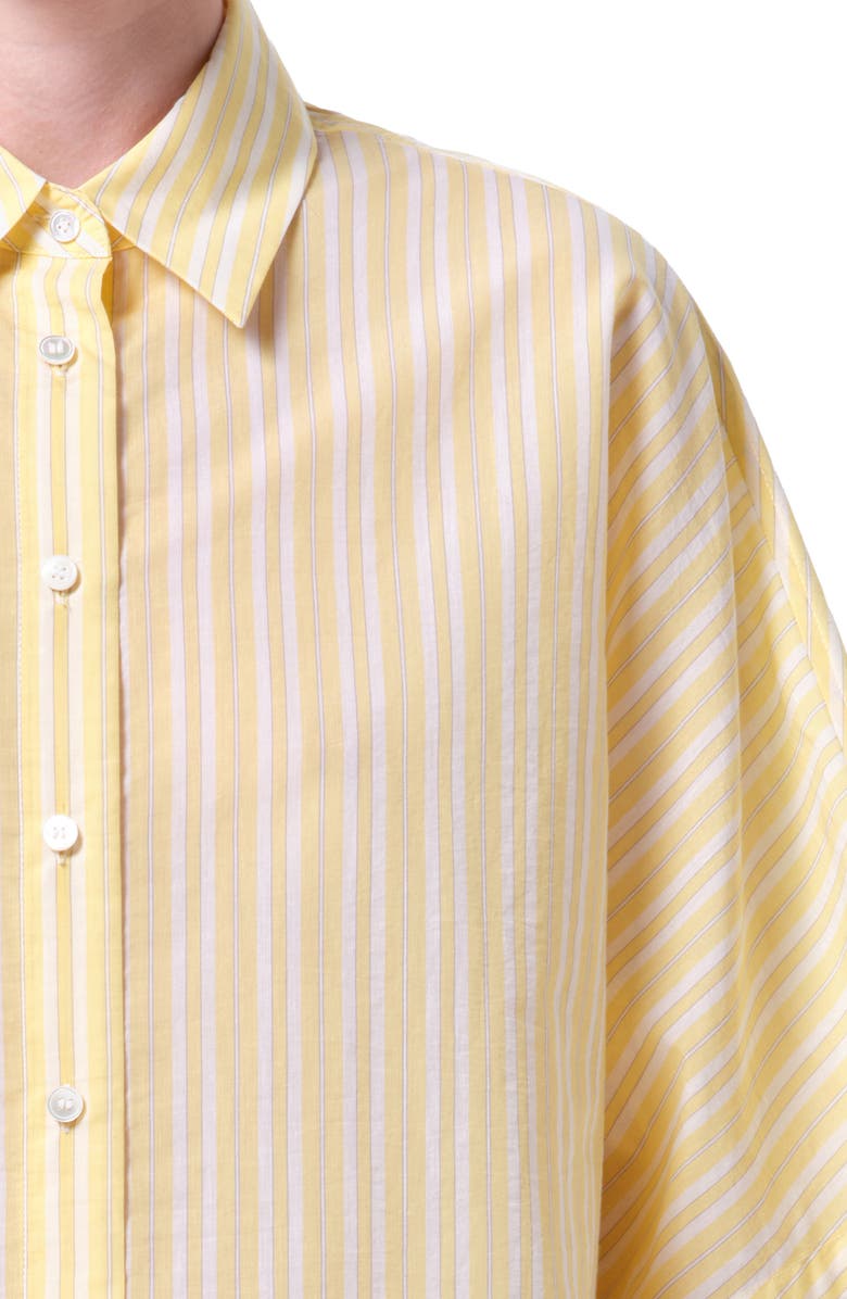 AGOLDE Merrin Stripe Boxy Cotton & Nylon Poplin Button-Up Shirt, Alternate, color, Wirrel Stripe