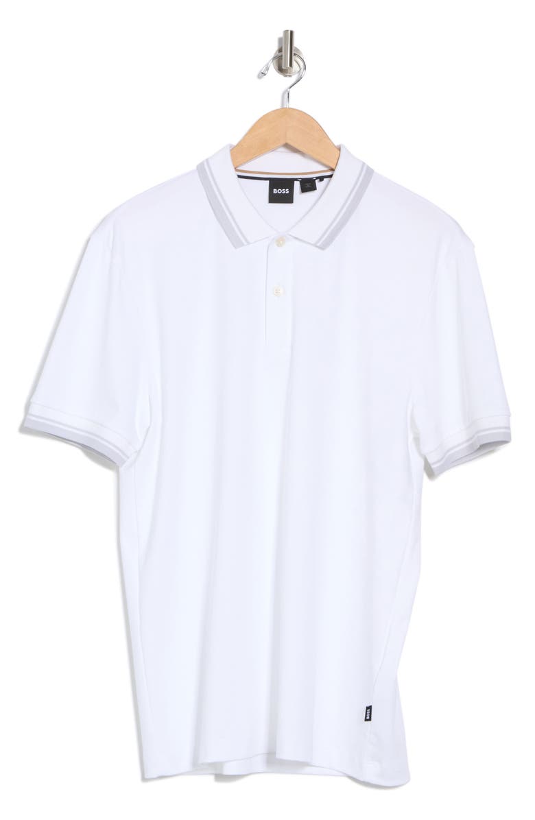 BOSS Parlay Tipped Cotton Polo, Alternate, color, White