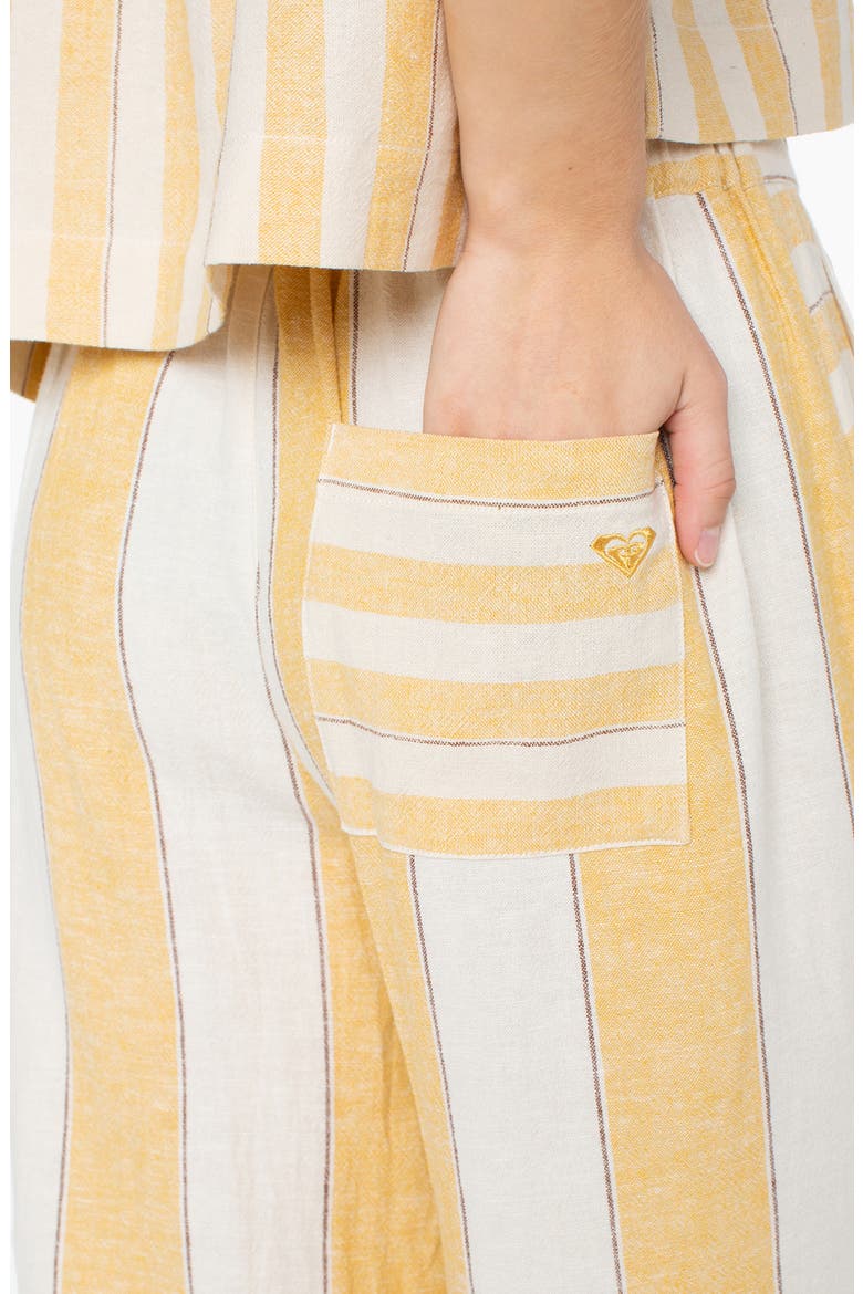 Adrian Stripe Wide Leg Linen Blend Pants, Alternate, color, AMBER GOLD JUNGLE STRIPE