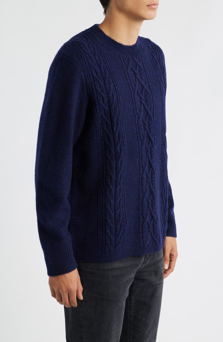 Wax London Hyatt Brushed Cable Crewneck Sweater, Alternate, color, Navy