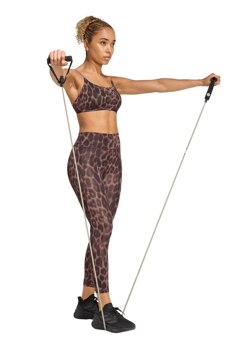 adidas Optime Essentials 3-Stripes 7/8 Leggings, Alternate, color, Earth Strata/ Black