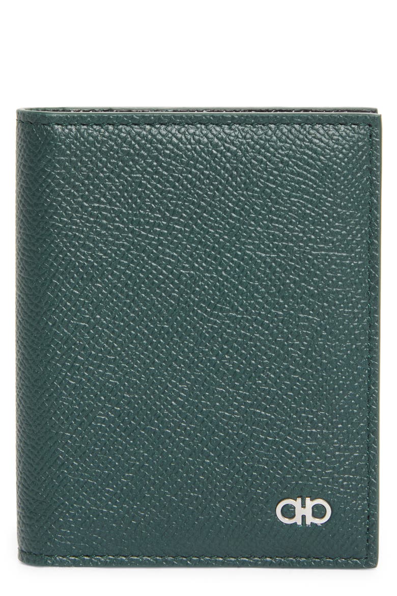 Micro Gancio Leather Bifold Wallet, Main, color, MOSS