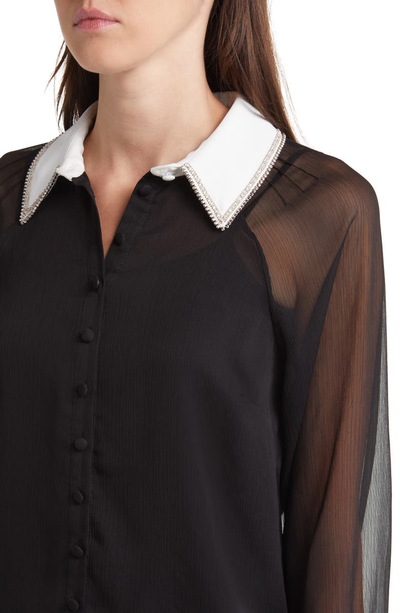 Ted Baker London Chayse Beaded Collar Chiffon Button-Up Shirt, Alternate, color, 