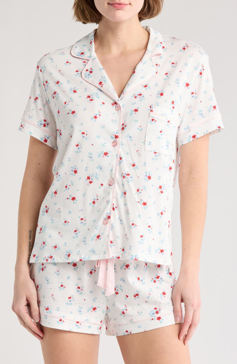 PJ Salvage Notch Collar Short Sleeve Shirt & Shorts Pajamas, Main, color,