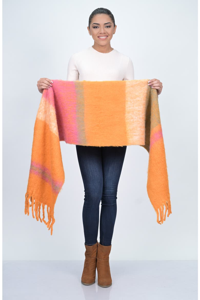 Fringe Trim Scarf, Alternate, color, ORANGE PINK