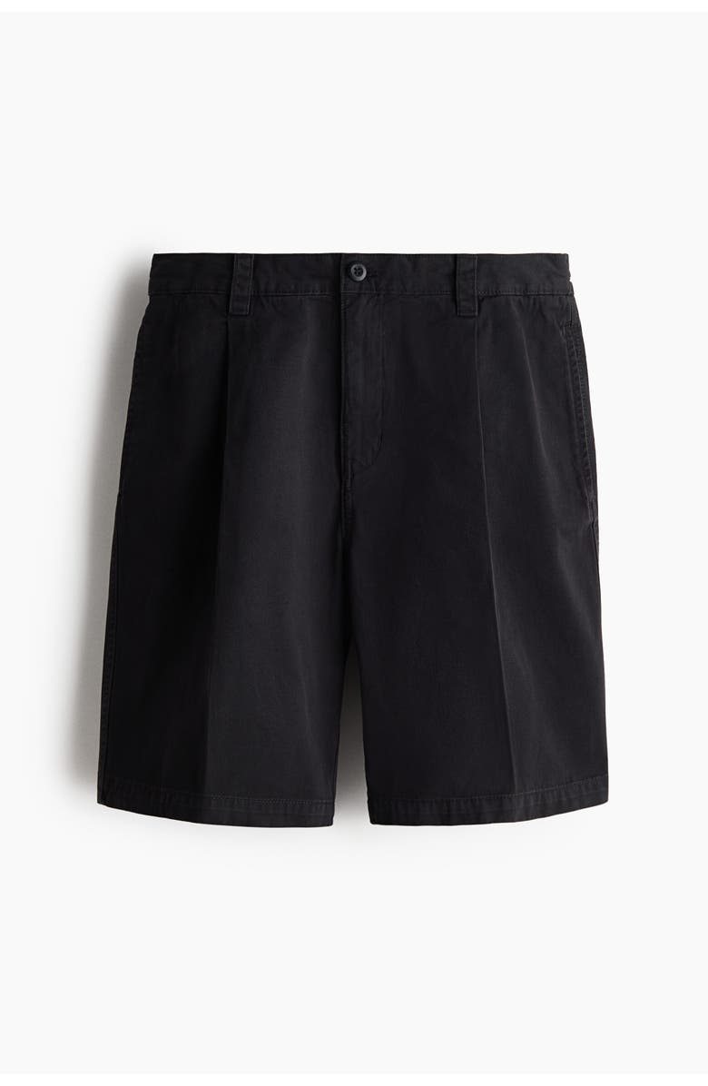 H&M Relaxed Fit Cotton Chino Shorts, Main, color, Black
