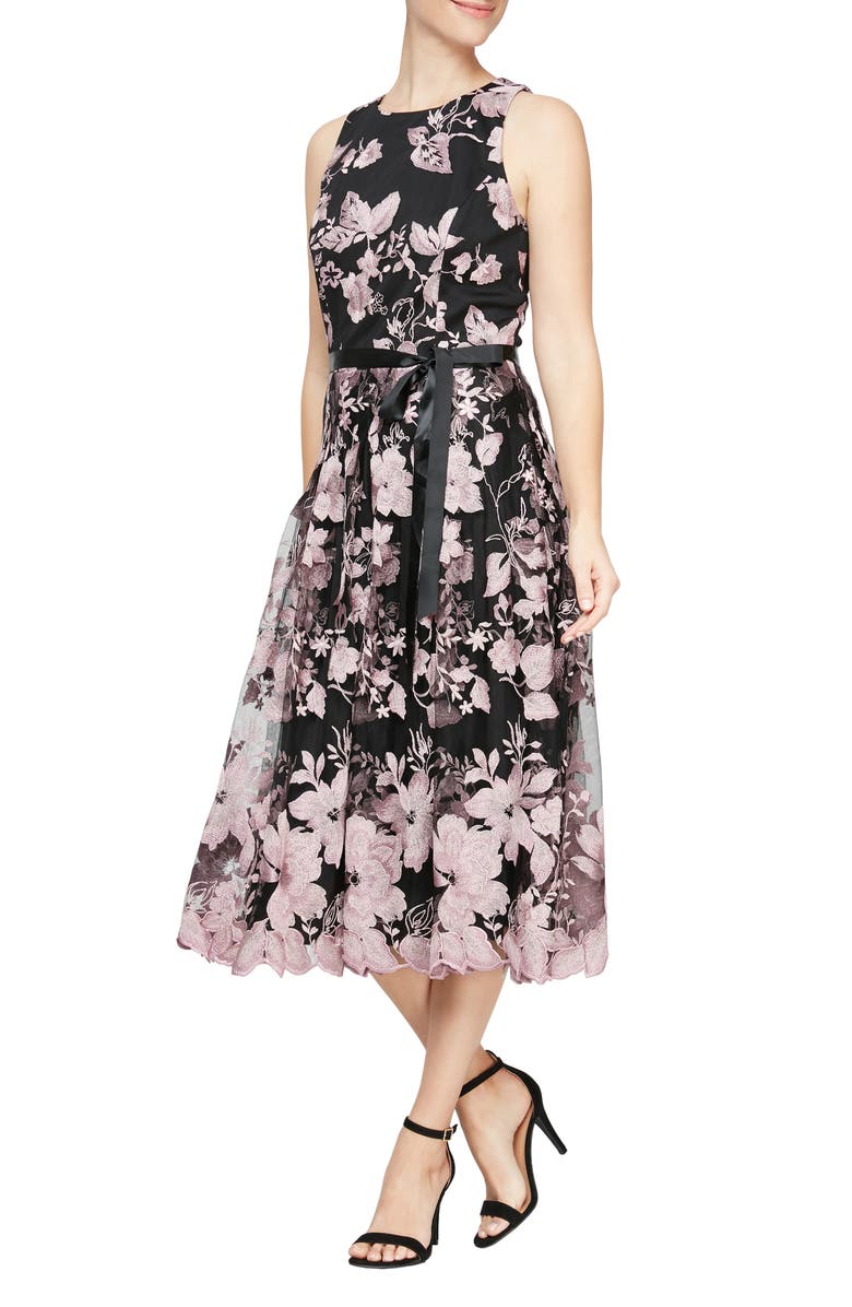 Alex & Eve Embroidered Sleeveless Midi Dress, Main, color,
