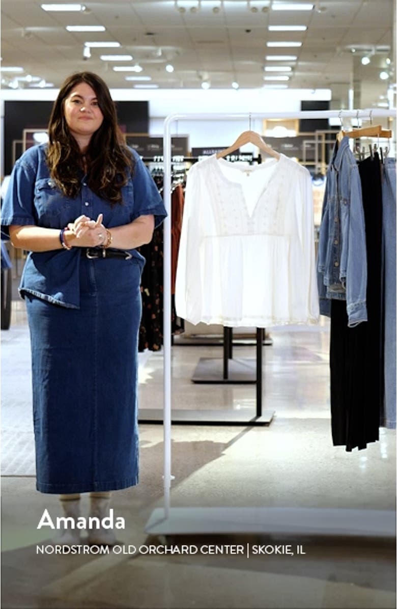 Embroidered Long Sleeve Peasant Top, sales video thumbnail