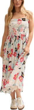 LILY AND LIONEL Jessica Detachable Strap Poppy Print Midi Dress